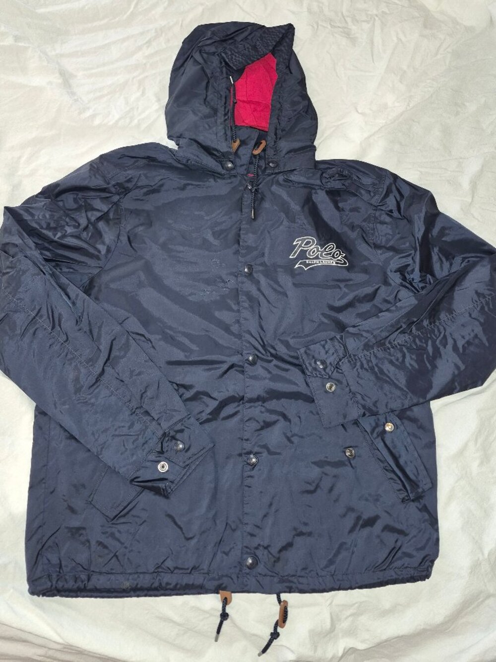 Polo Button Snap Coaches Jacket w/Removable Hood  [Sz M]